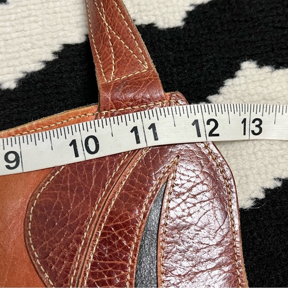 Vintage Boho Leather Inlay Leather Design Hippie Saddle Bag Crossbody Purse - Picture 13 of 13